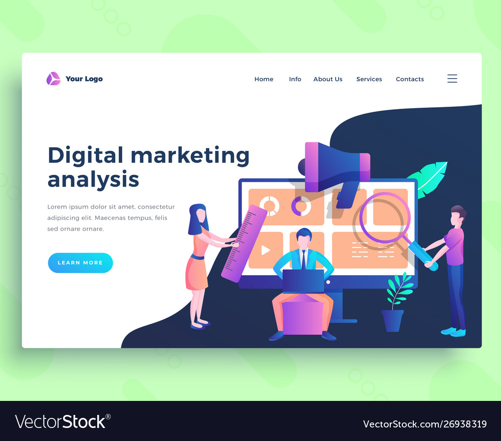 Landing page template digital marketing analysis Vector Image