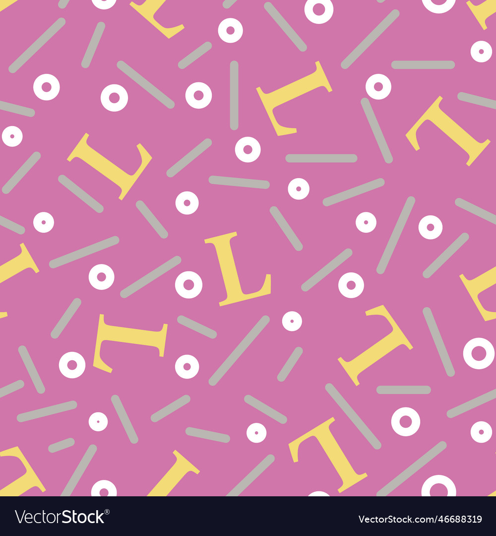 Letter l with confetti seamless pattern