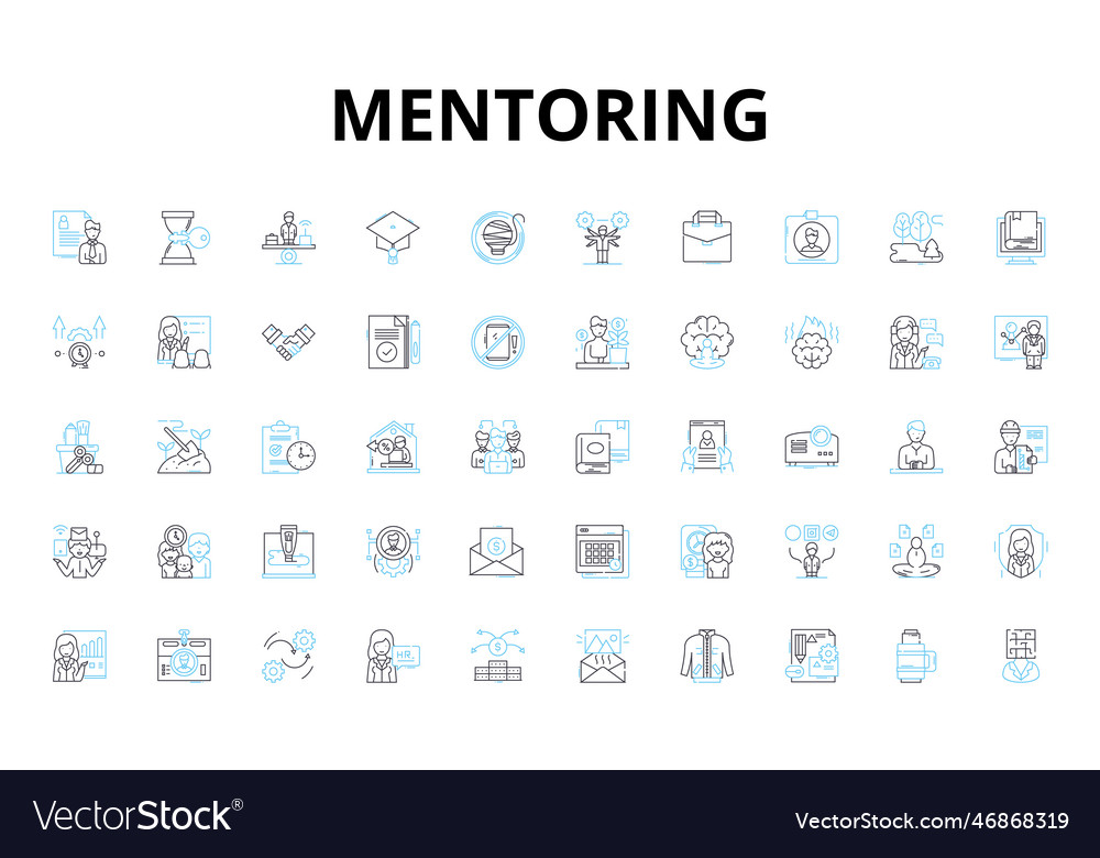 Mentoring linear icons set learning guidance vector image Mentoring linear icons set learning guidance