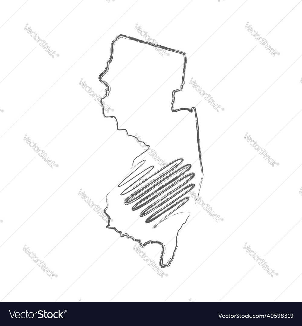 New Jersey us state hand gezeichnete Bleistift Skizze vector image New Jersey us state hand gezeichnete Bleistift Skizze