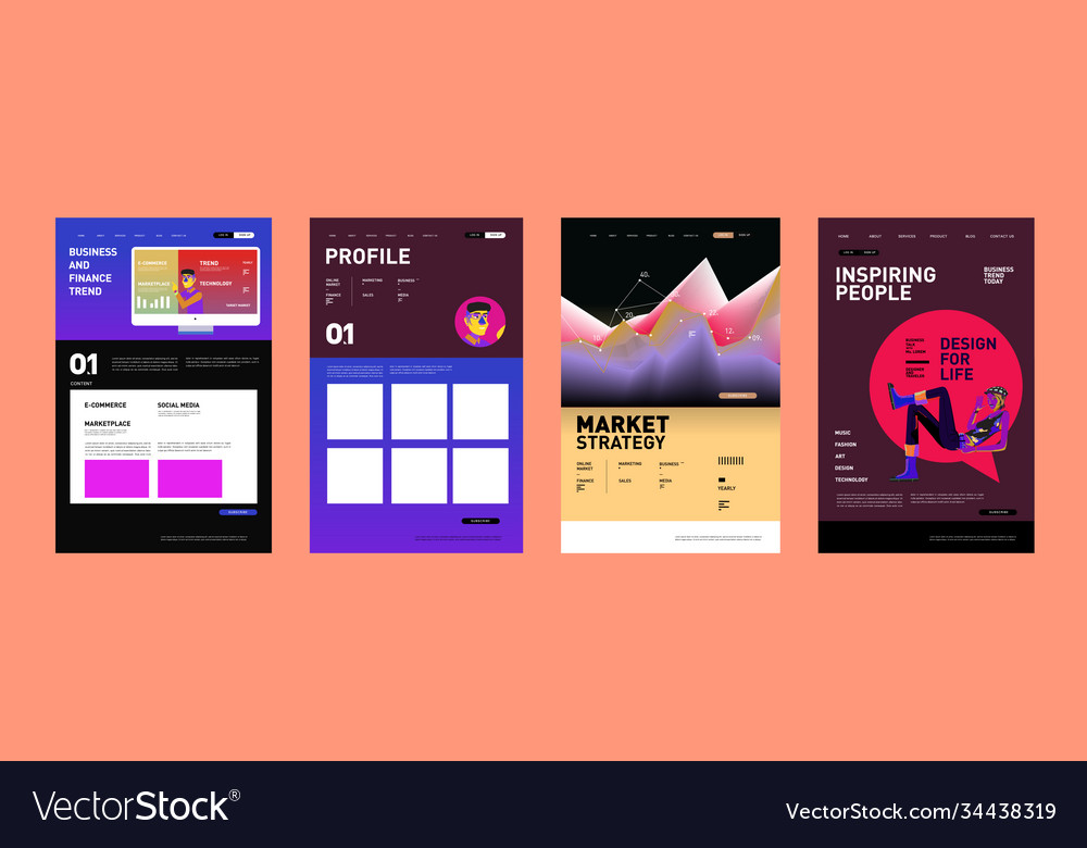 Presentation and website interface layout design Vector Image Presentation and website interface layout design