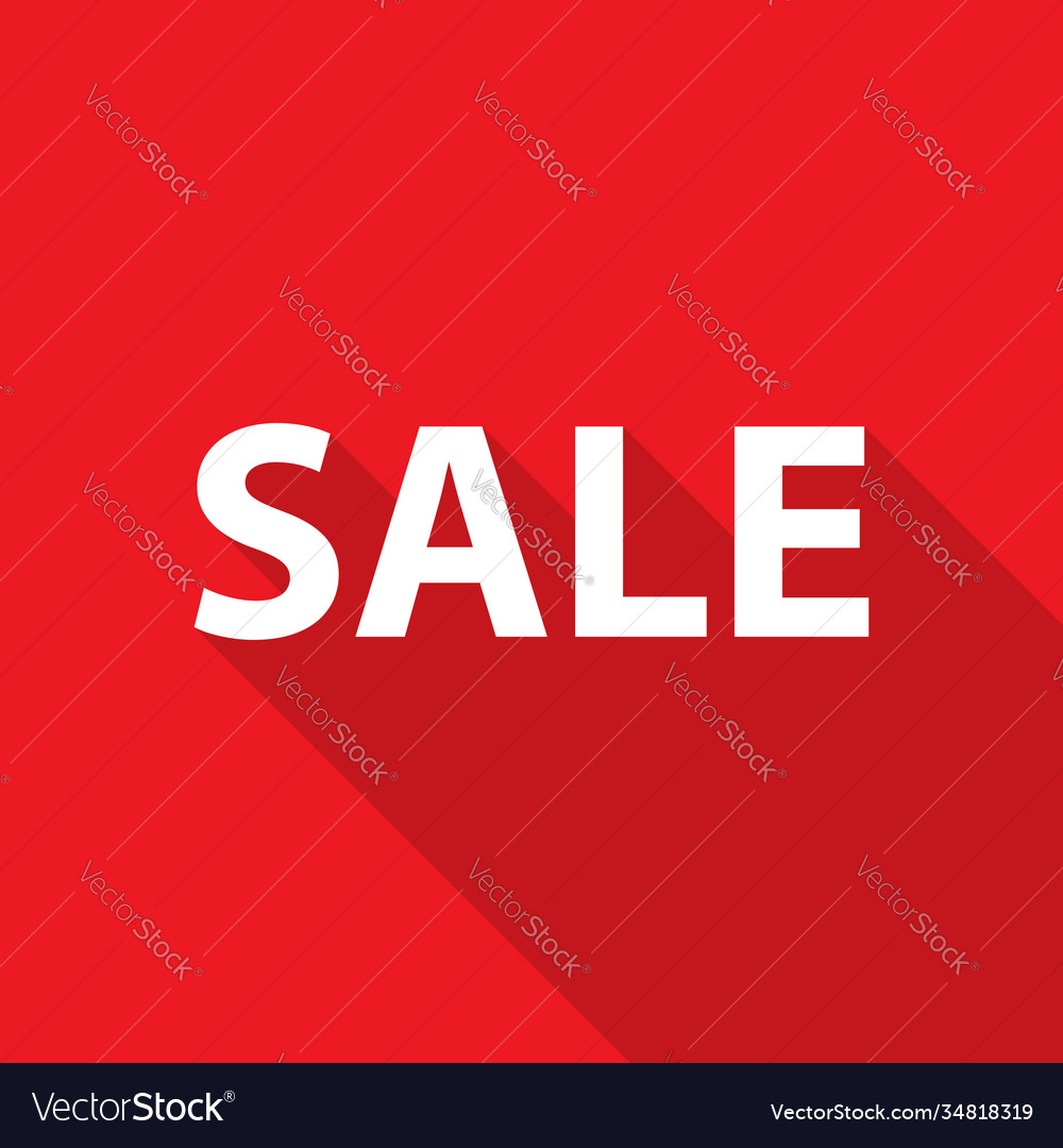 Sale slogan with long shadow on red background