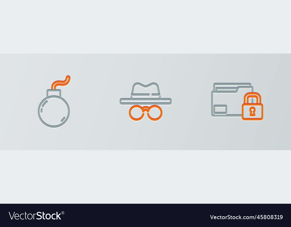 Set line folder and lock bomb ready to explode Vector Image Set line folder and lock bomb ready to explode