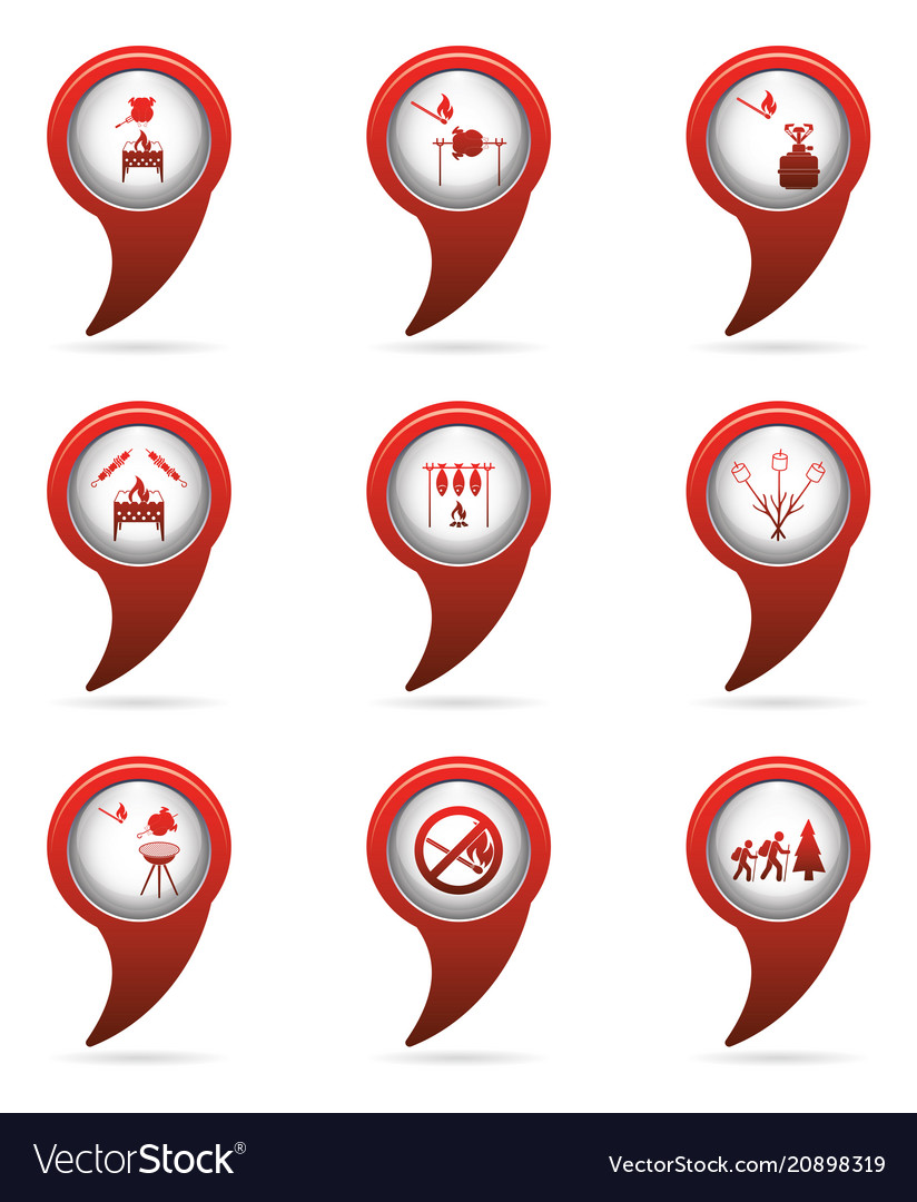 Set of tourism service map pointers