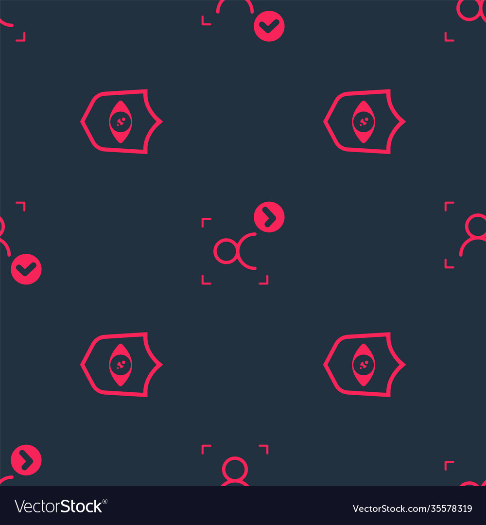 Set shield eye scan and face recognition vector image Set shield eye scan and face recognition