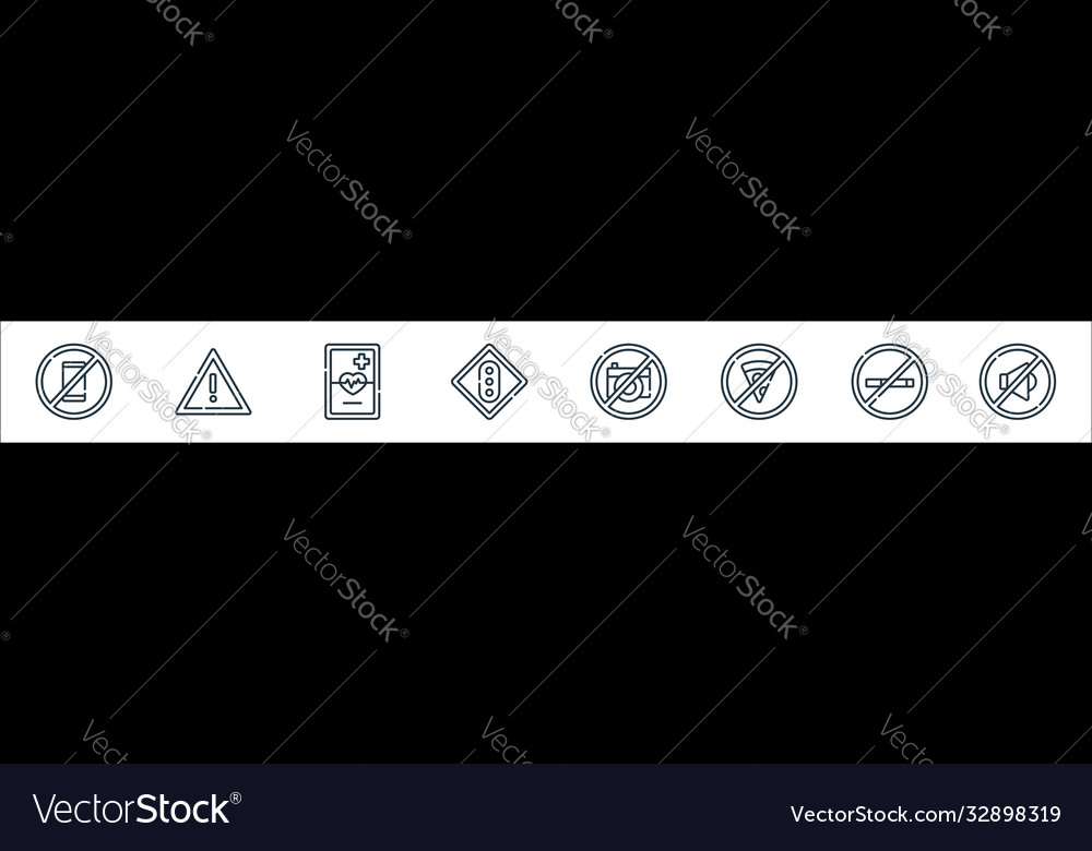 Signals and prohibitions line icons linear set Vector Image Signals and prohibitions line icons linear set