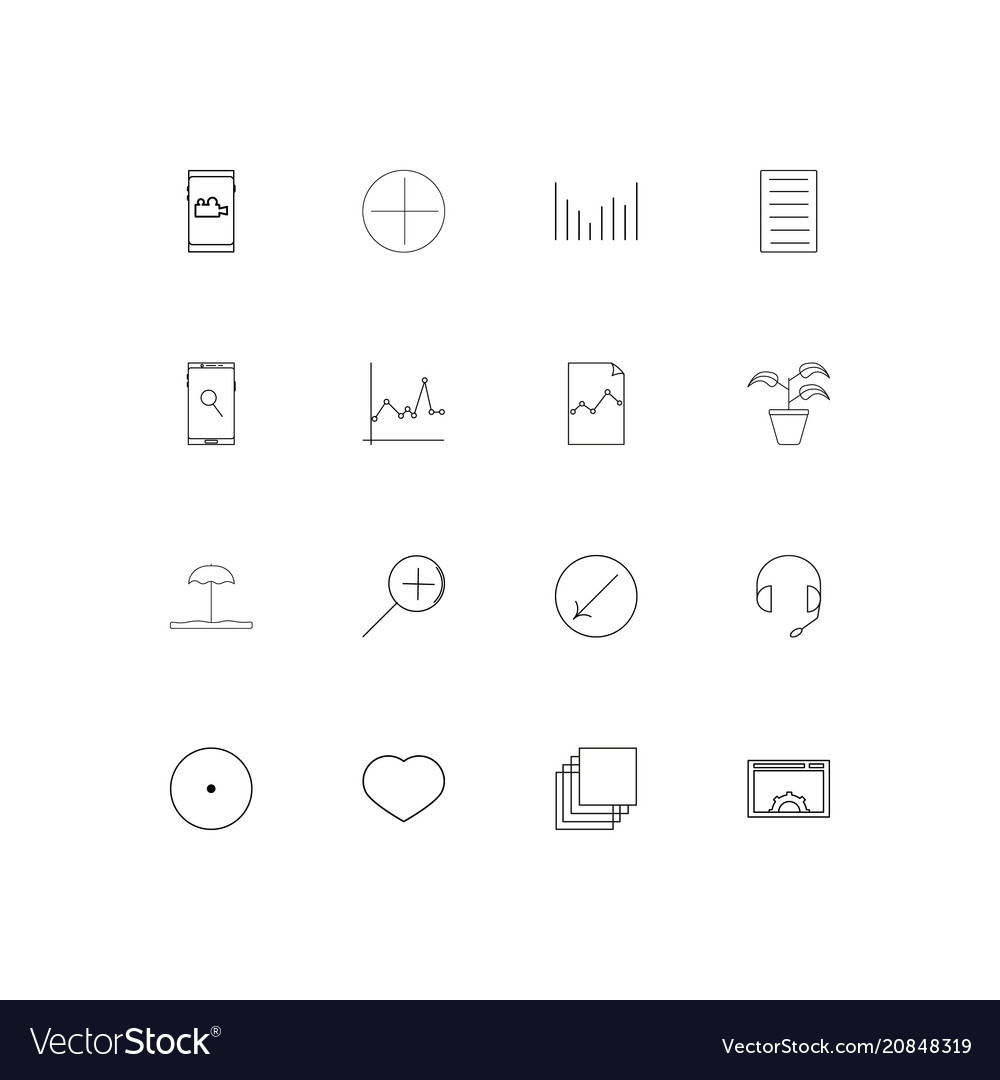 Signs and symbols linear thin icons set outlined