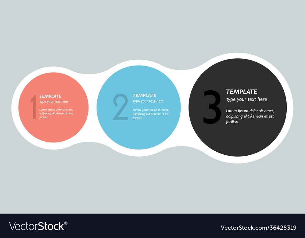 Three steps elements bubble chart scheme diagram