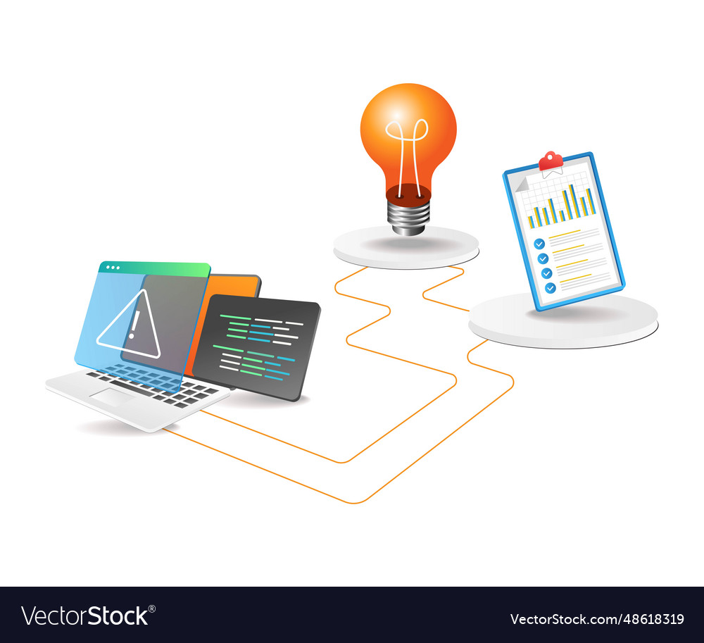 Warning data analysis idea vector image Warning data analysis idea