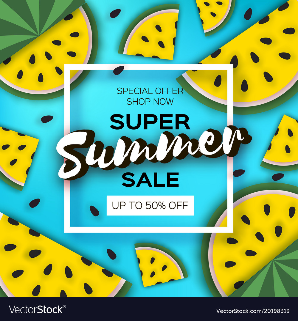 Yellow watermelon super summer sale banner