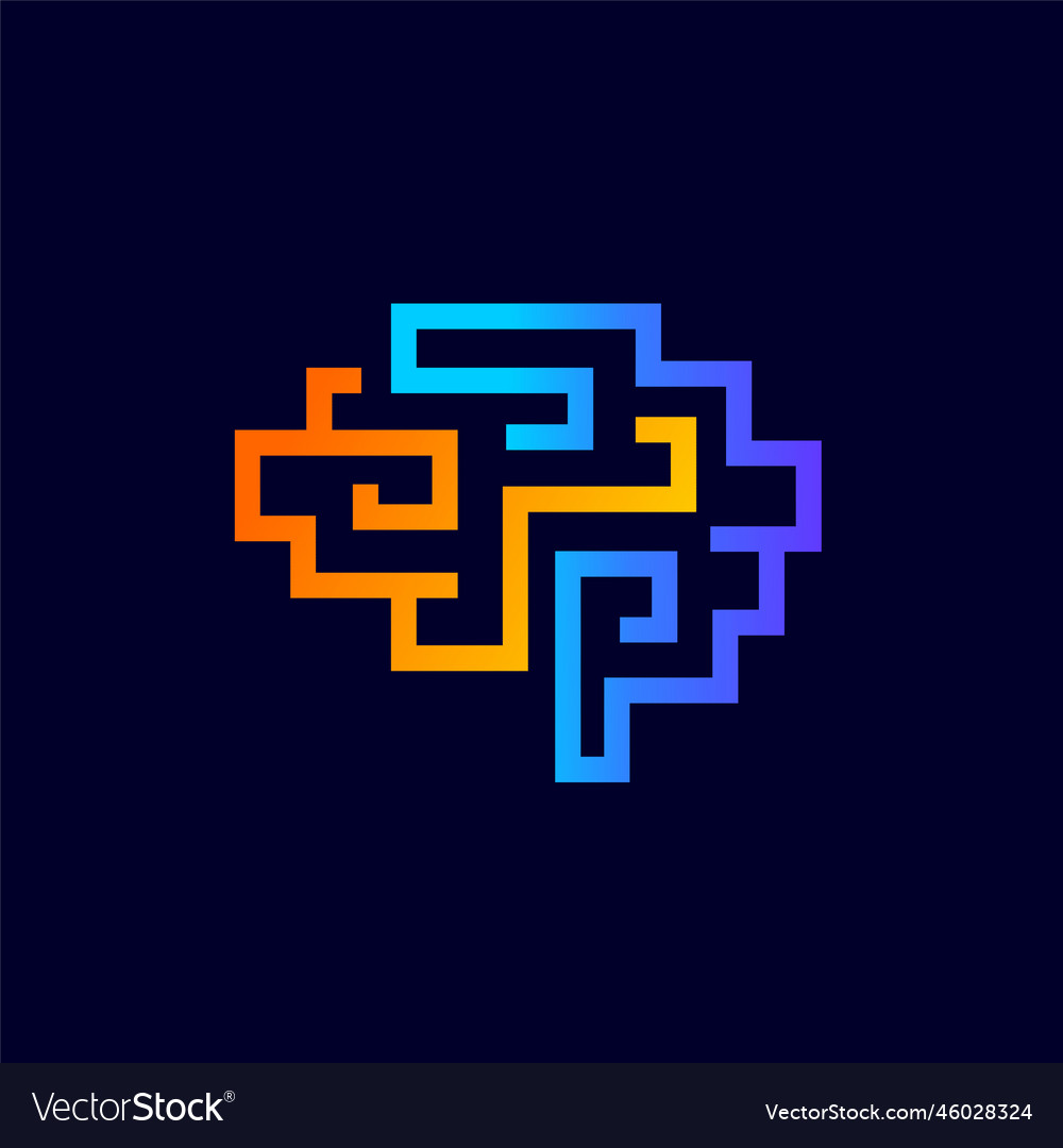 Brain tech logo with circuit element