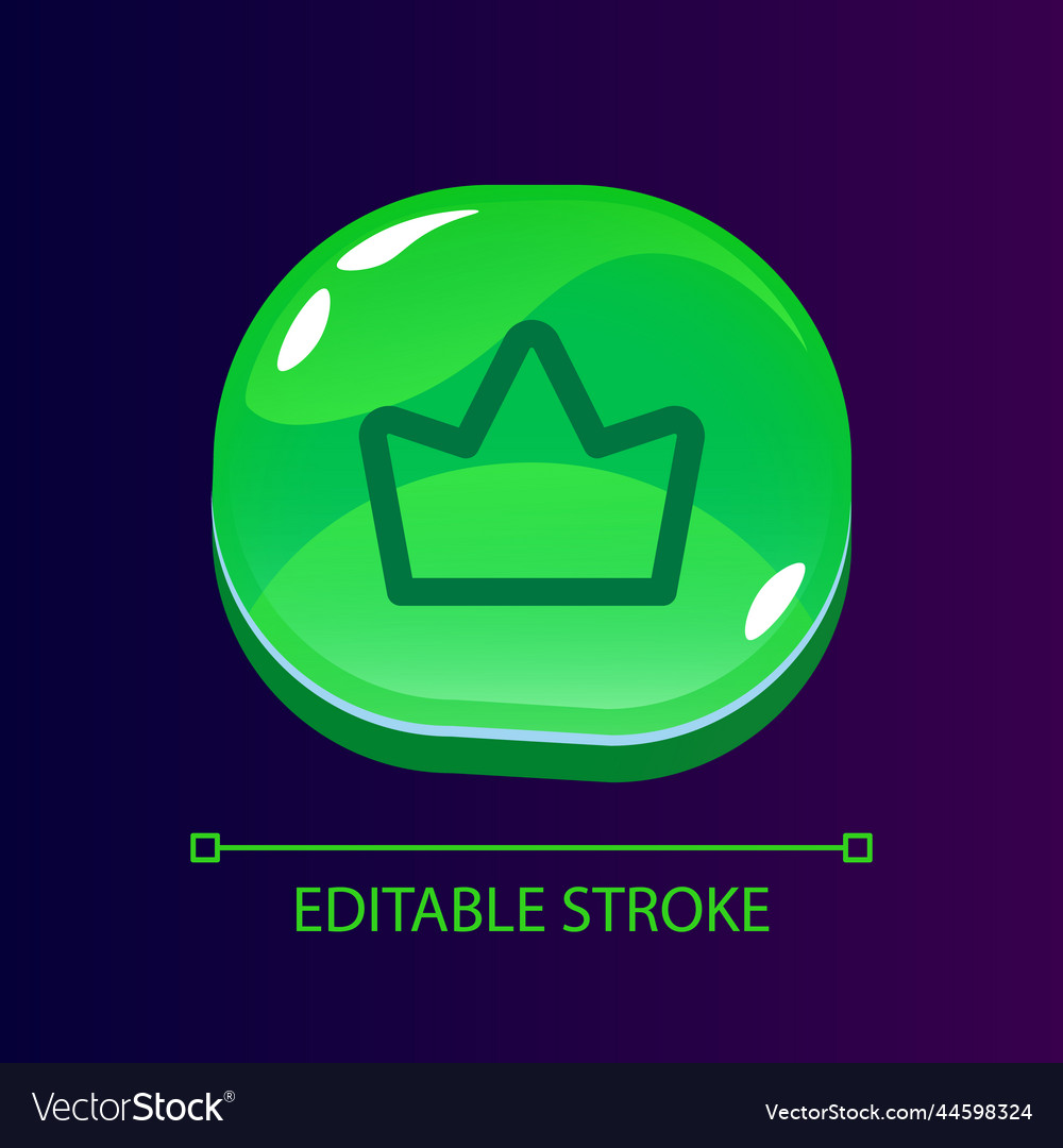 Crown glossy ui button with linear icon Vector Image Crown glossy ui button with linear icon