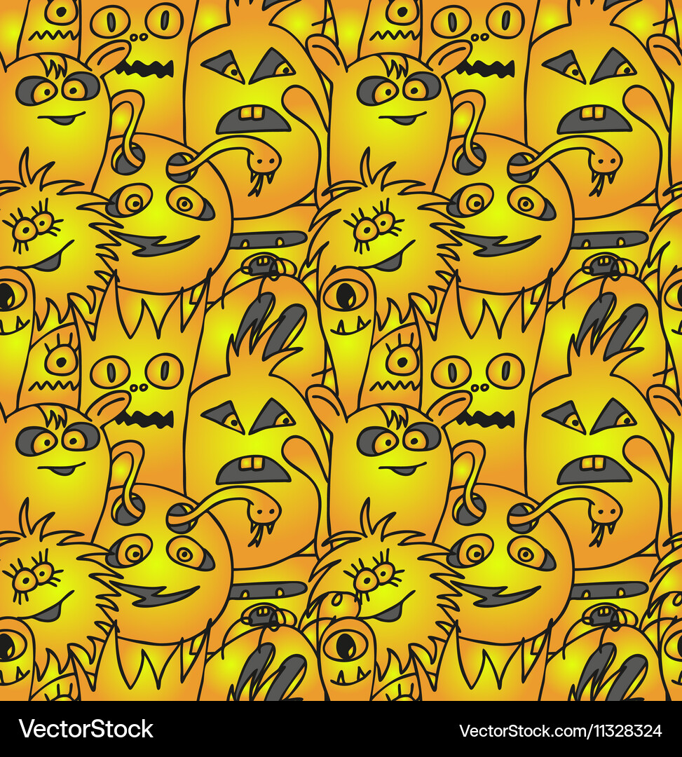 Funny monsters seamless pattern Royalty Free Vector Image