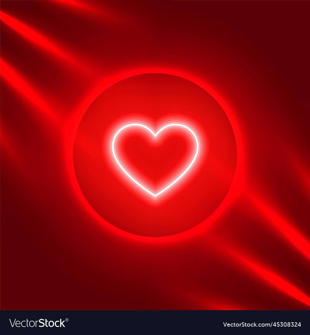 Glowing neon heart valentines day greeting