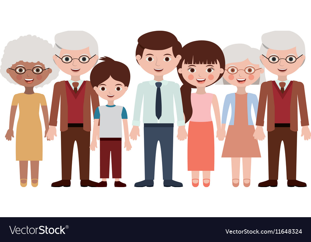 Grandparents parents and kids cartoons design Vector Image