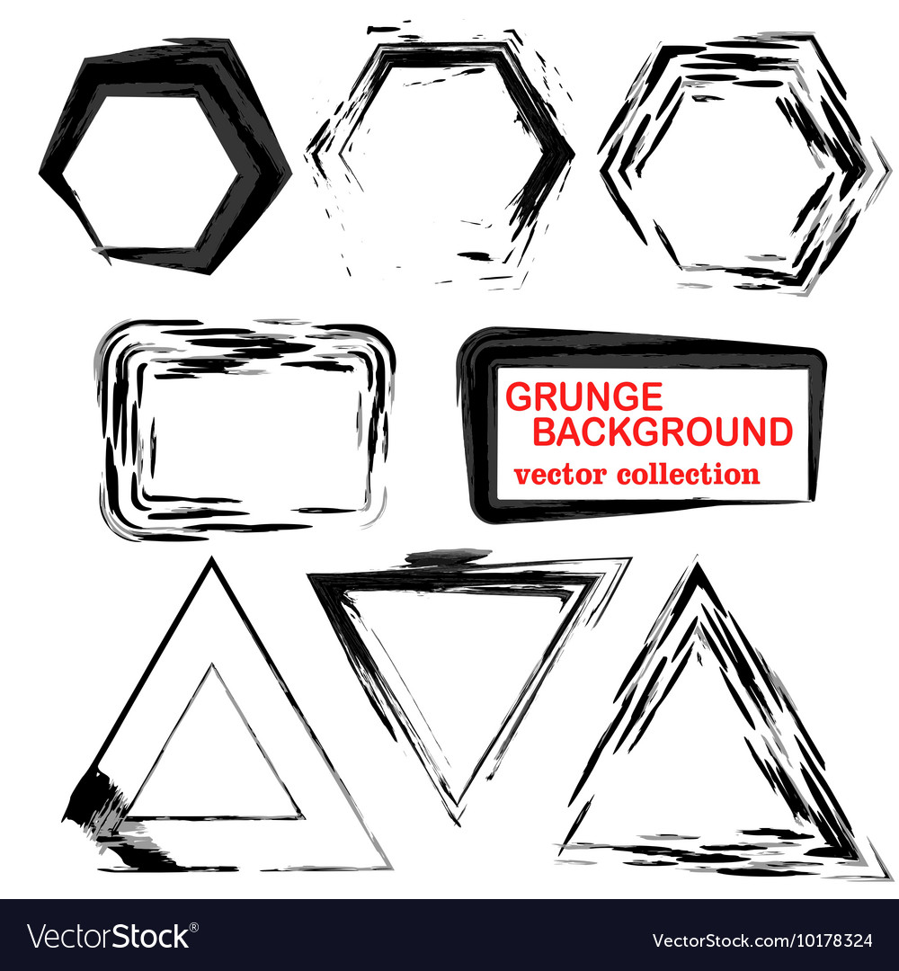 Grunge shapes triangle squarehexagon set