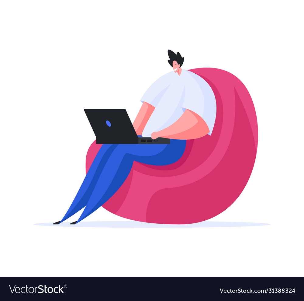 Man Relaxing with Laptop