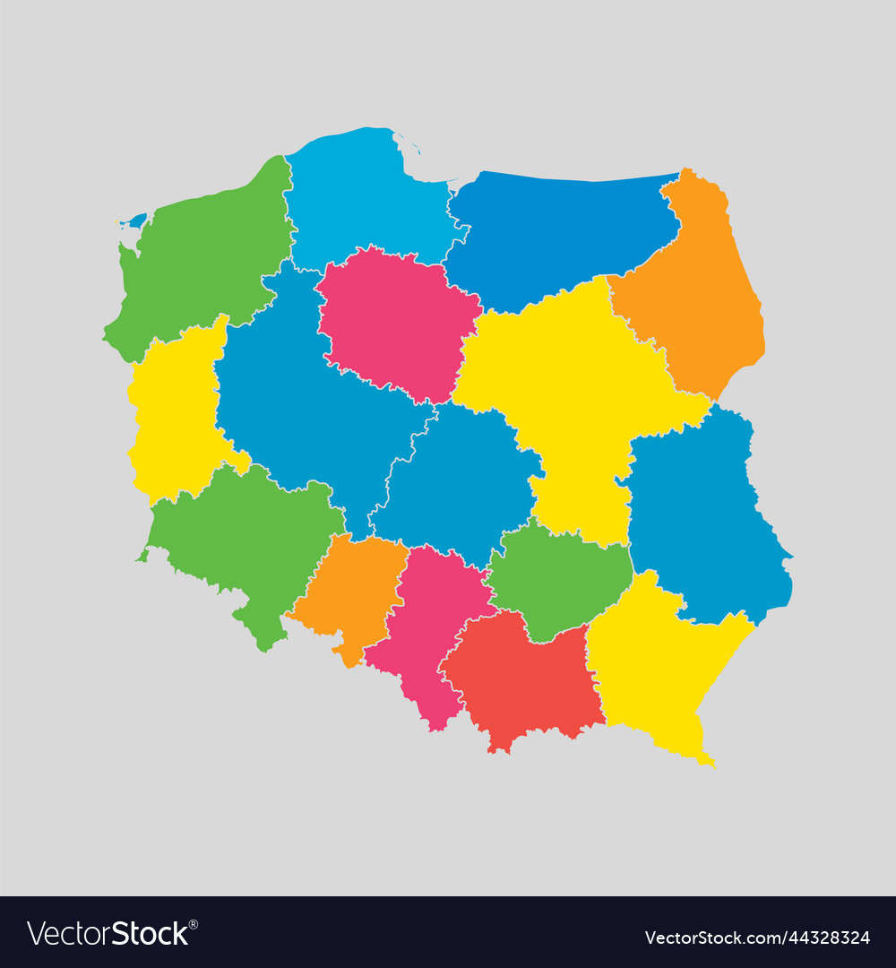 Map country poland divided on regions Royalty Free Vector