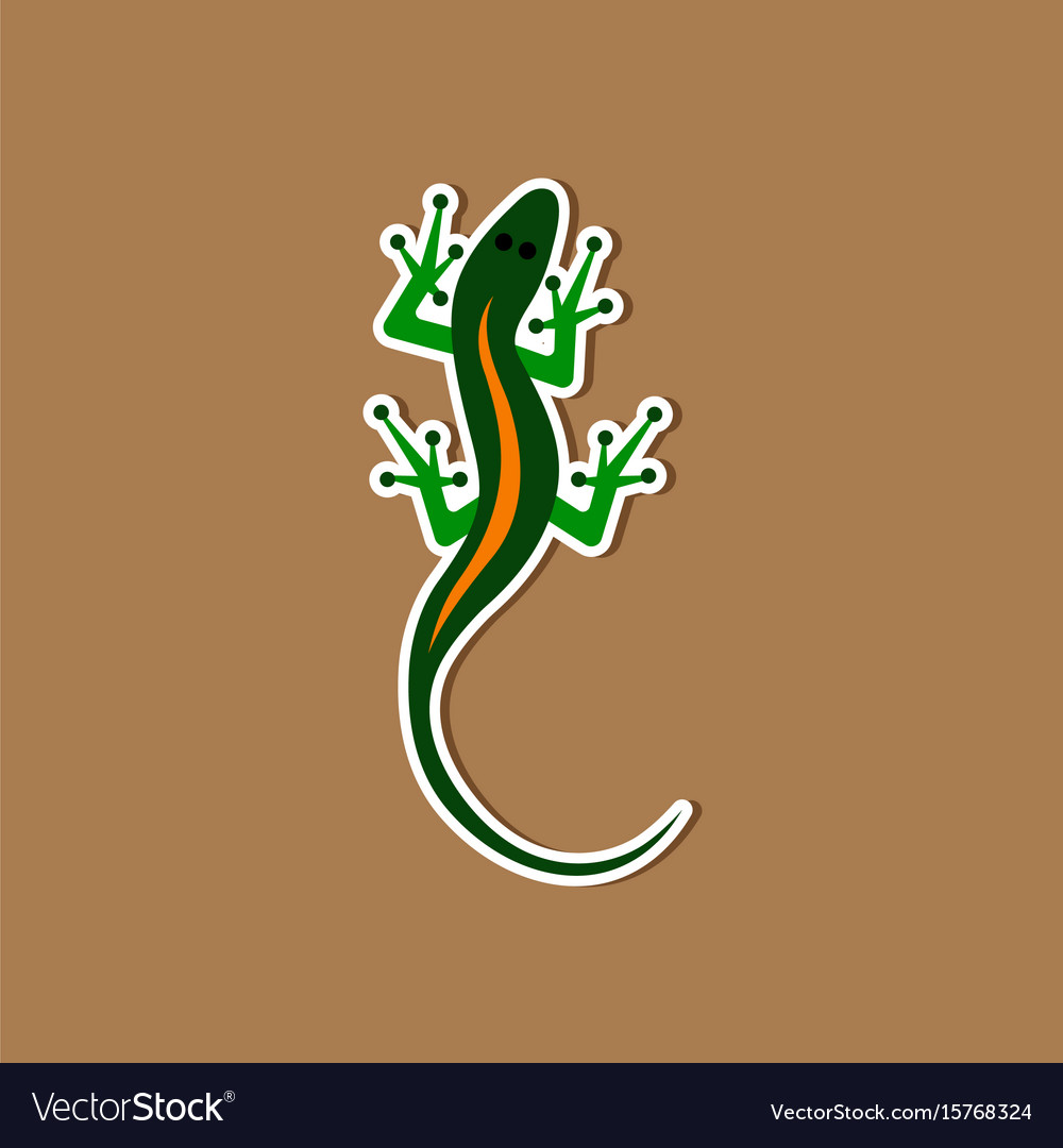 Paper sticker on stylish background lizard reptile