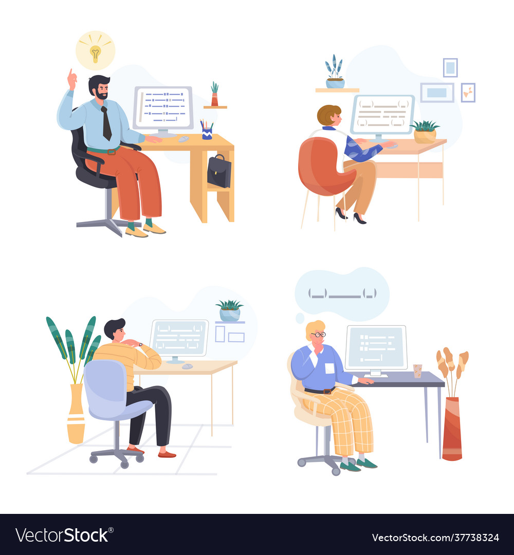 Programming working concept scenes set
