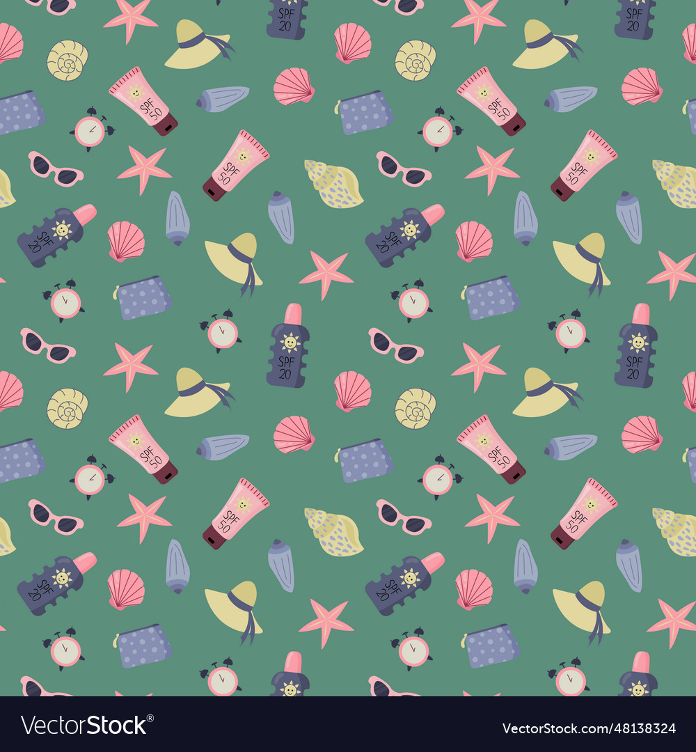 Seamless pattern with sunscreens Royalty Free Vector Image