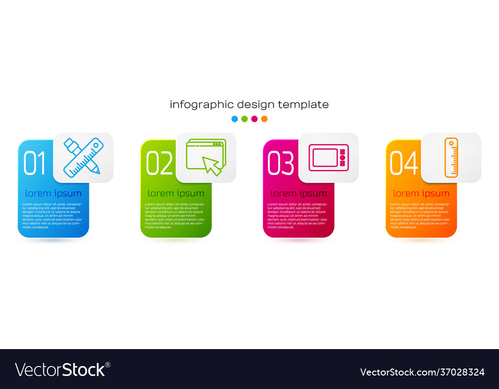 Set line crossed ruler and pencil web design