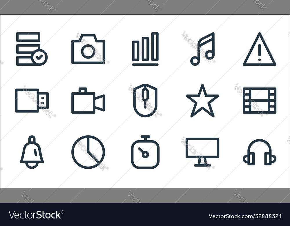 User interface line icons linear set quality vector image User interface line icons linear set quality