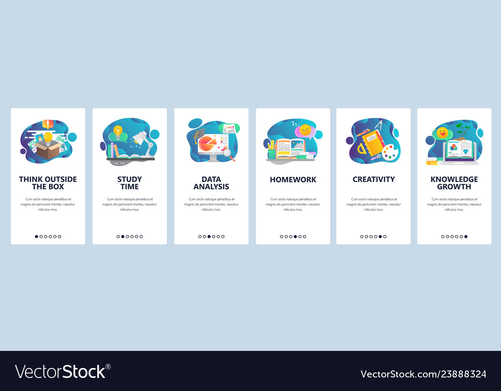 Web site onboarding screens education knowledge