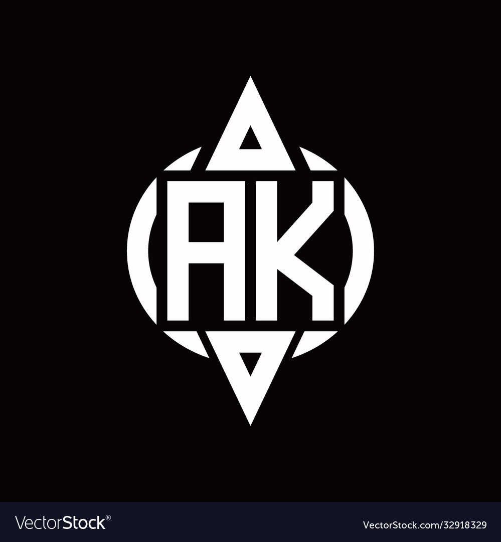 Ak logo with circle rounded combine triangle top vector image Ak logo with circle rounded combine triangle top