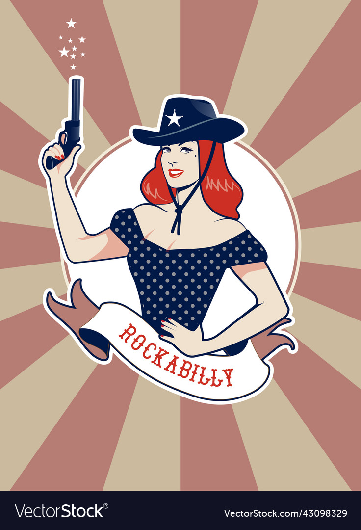 Beautiful pin up girl dressed in the old american Vector Image