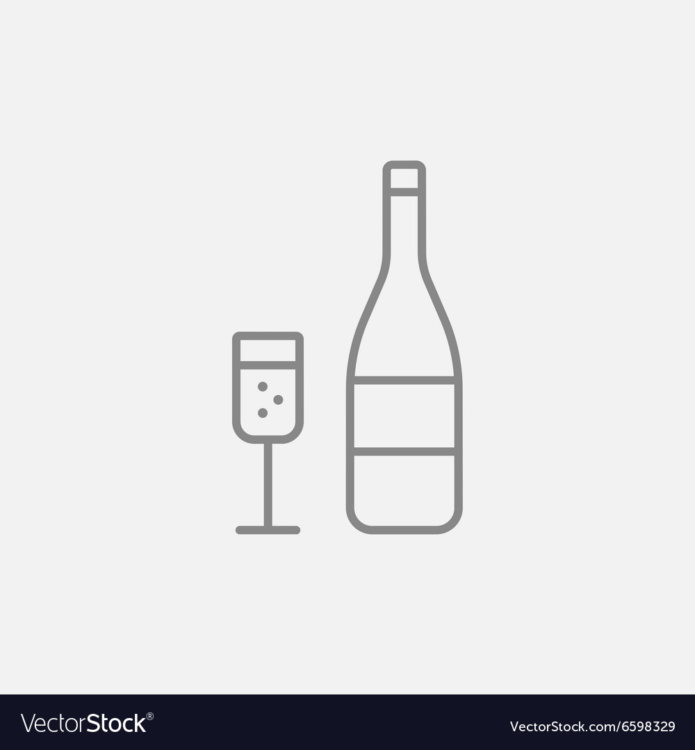 Flasche Champaign und Glas Linie Icon