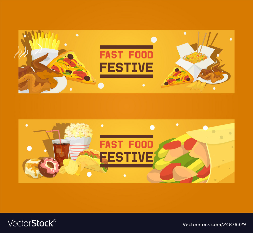 Fast food festive set banners Royalty Free Vector Image