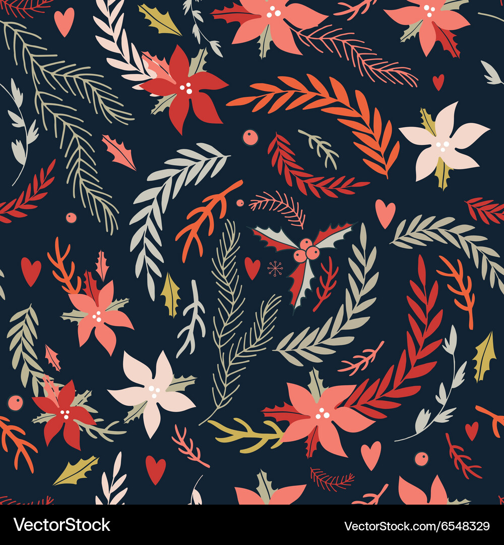 Hand drawn seamless background pattern winter Vector Image