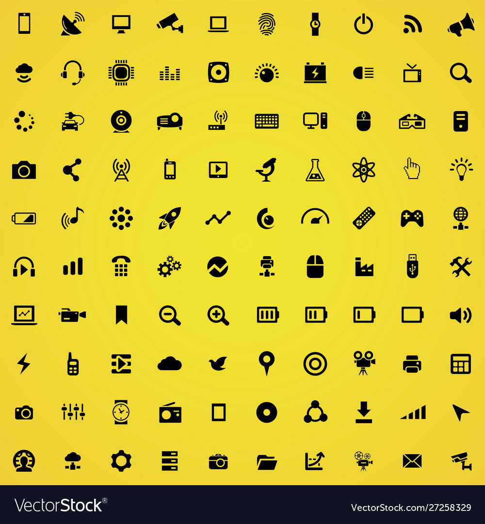 Hi-tech 100 icons universal set for web and ui