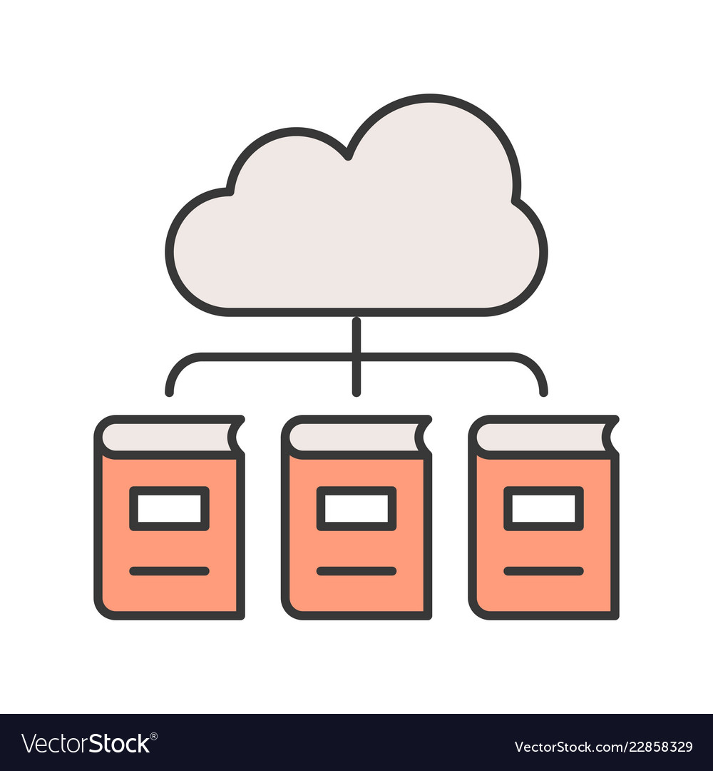 Library cloud computing concept editable stroke