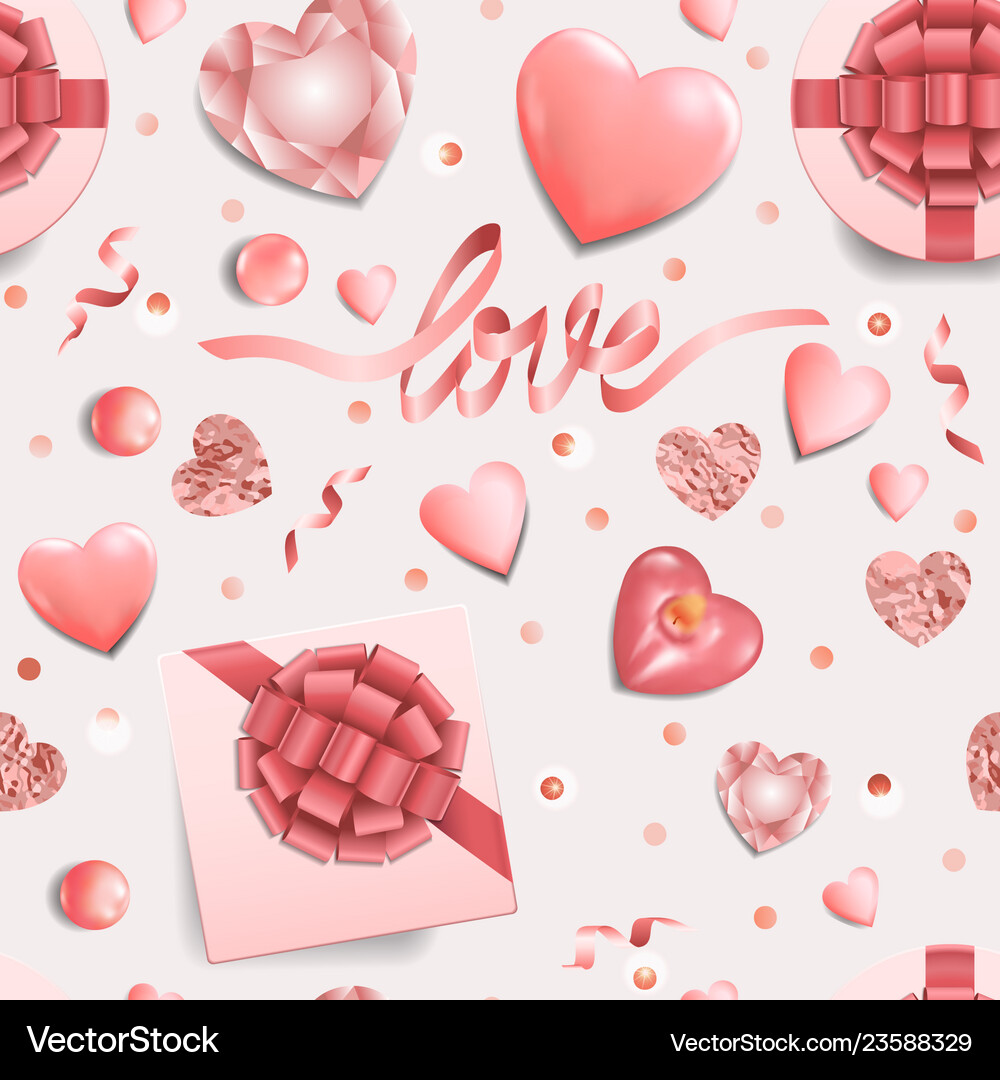 Love seamless pattern with romantic pink objects Vector Image