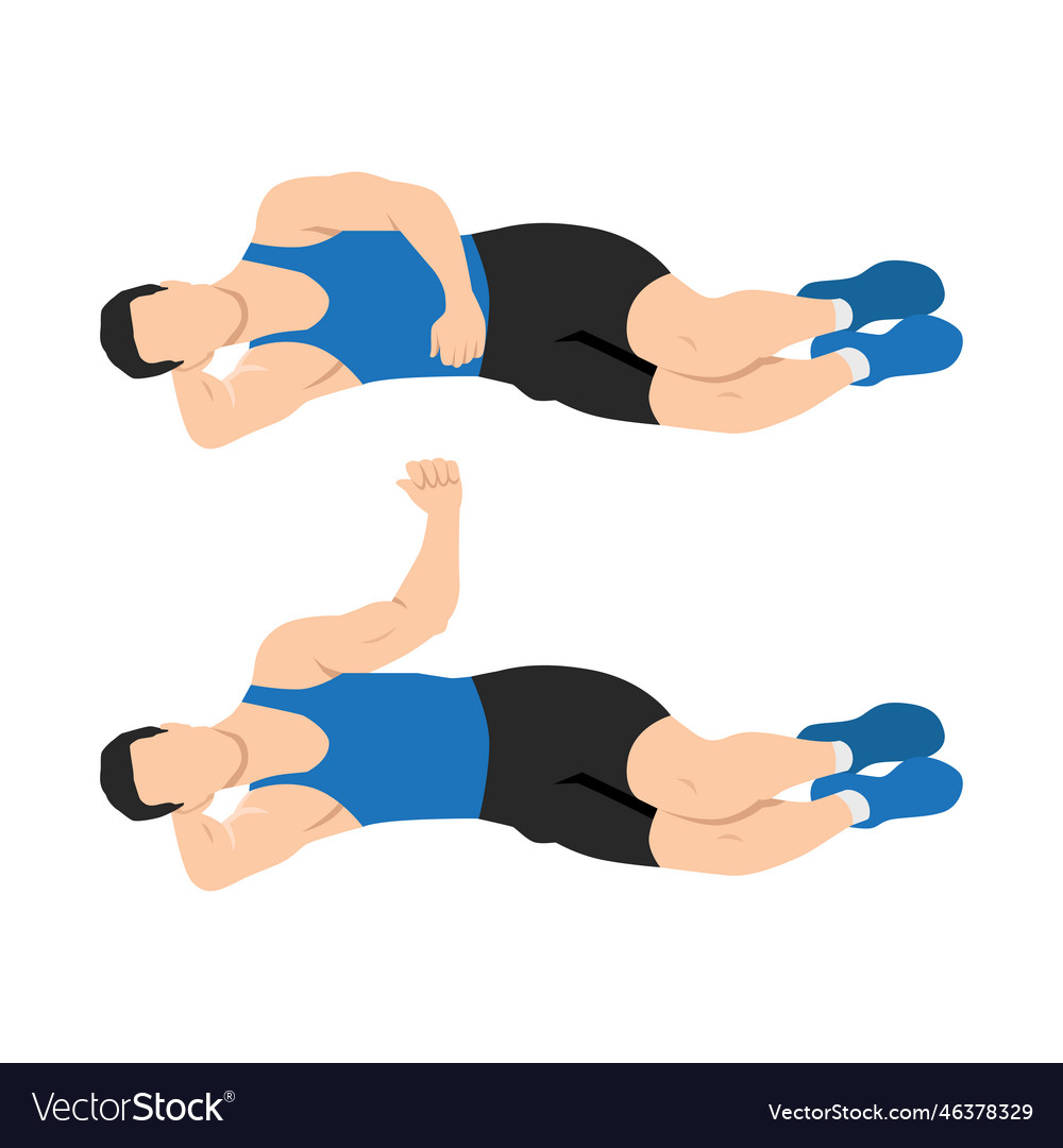 Man doing laying external shoulder rotation Vector Image Man doing laying external shoulder rotation