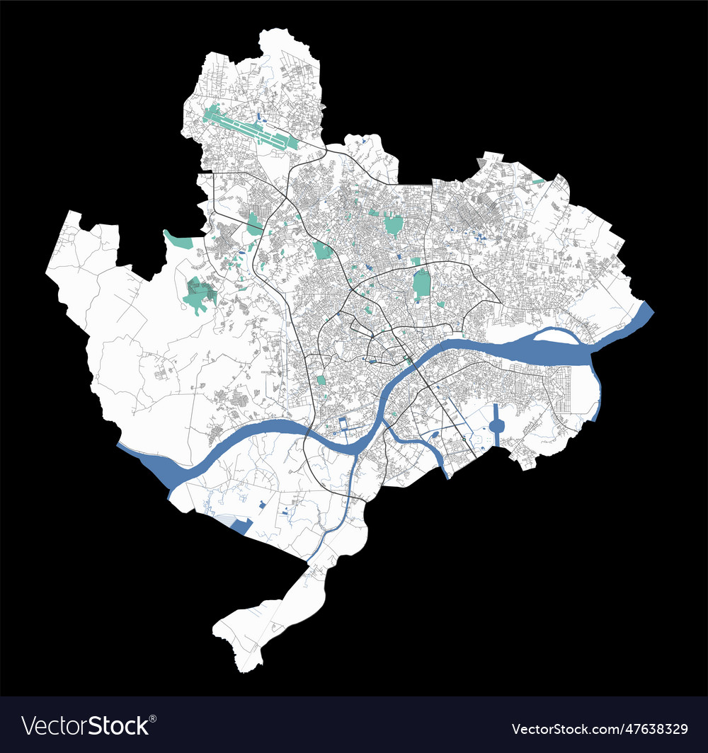 Palembang map detailed map of city Royalty Free Vector Image