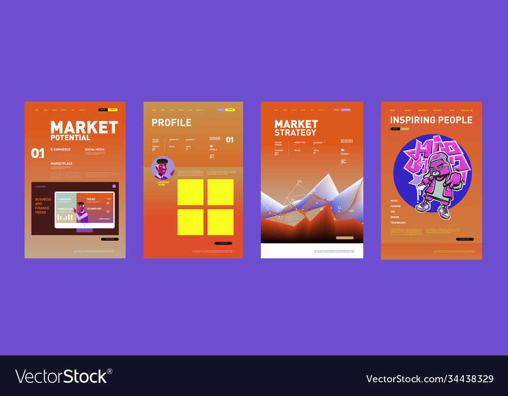 Presentation and website interface layout design Vector Image Presentation and website interface layout design