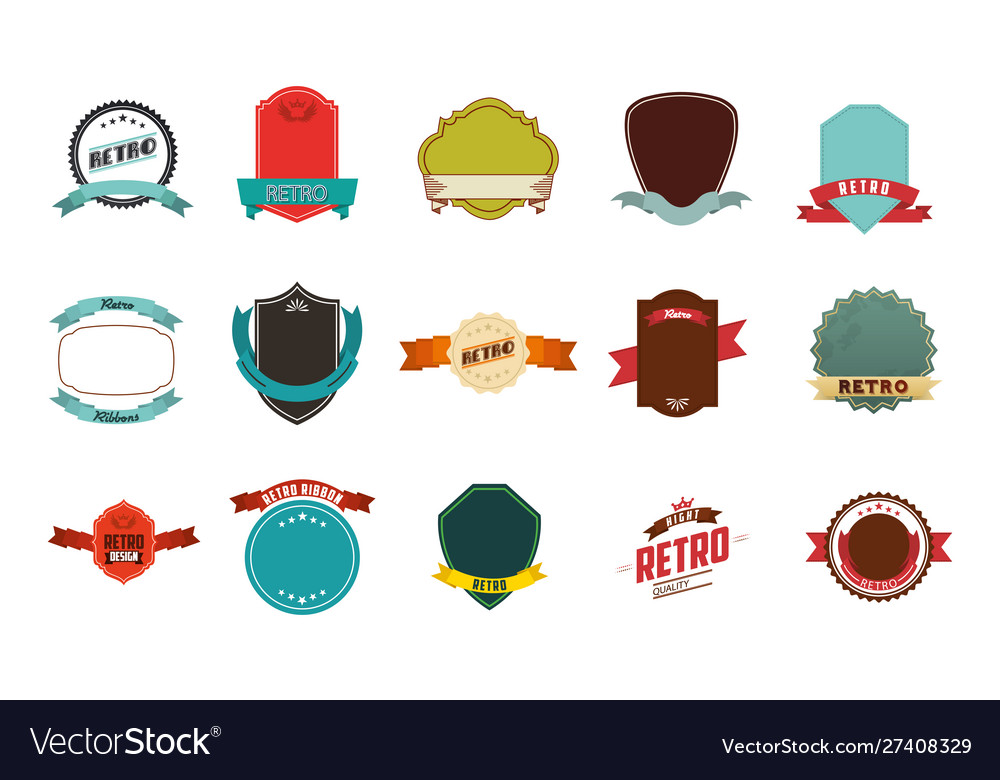 Retro label icon set design Royalty Free Vector Image