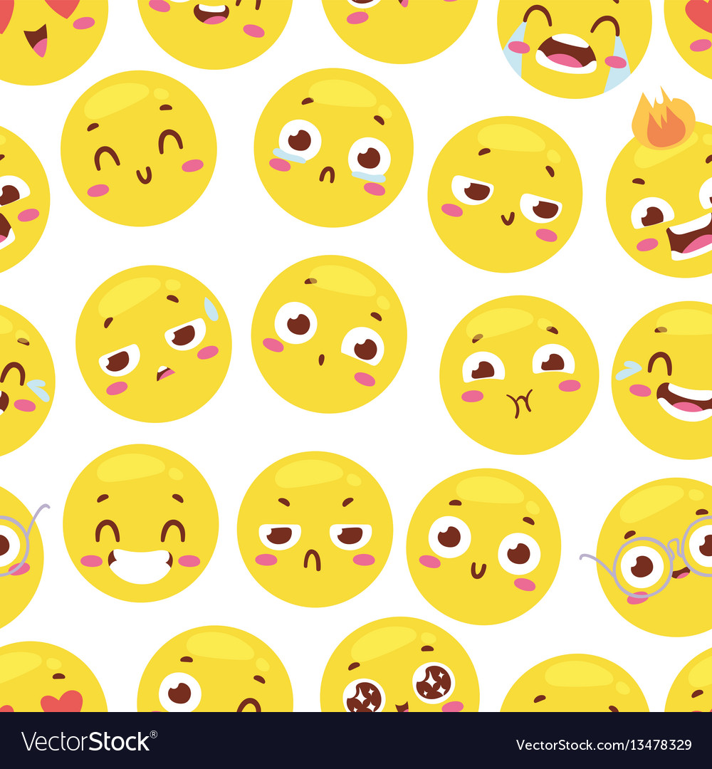 Seamless pattern with cheerful happy smileys