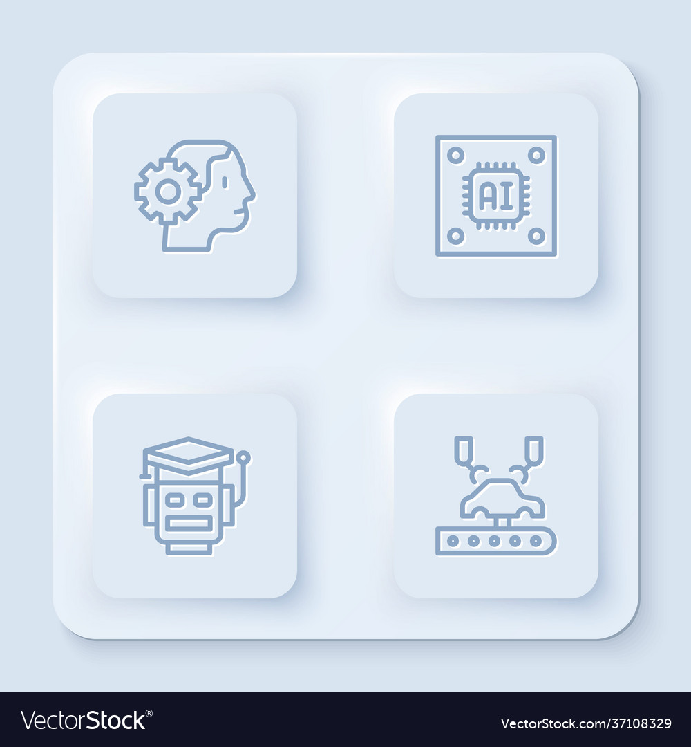 Set line humanoid robot processor Vector Image Set line humanoid robot processor