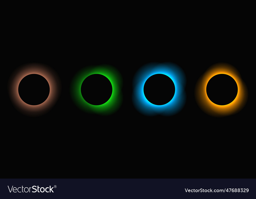 Set of circle illuminate light frames with color