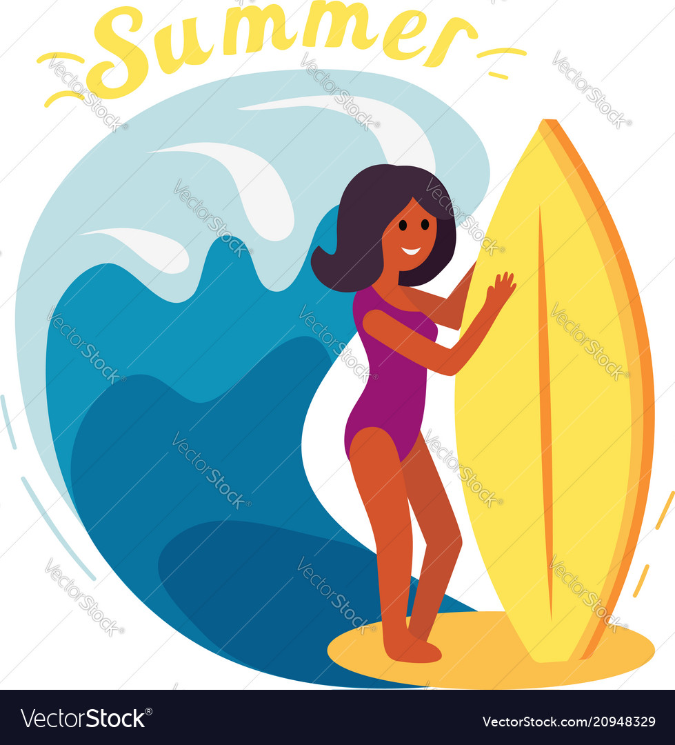 Summer surfer girl vector image Summer surfer girl
