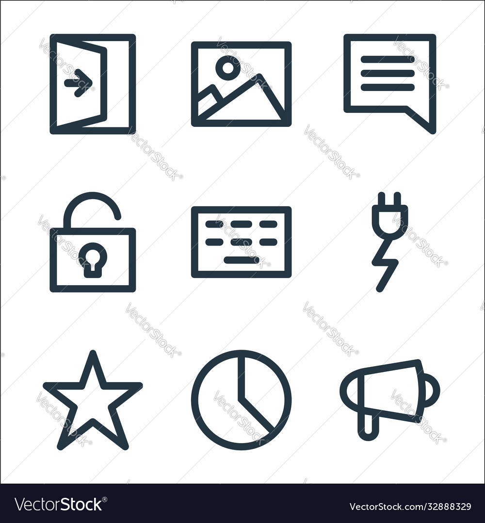 User interface line icons linear set quality vector image User interface line icons linear set quality