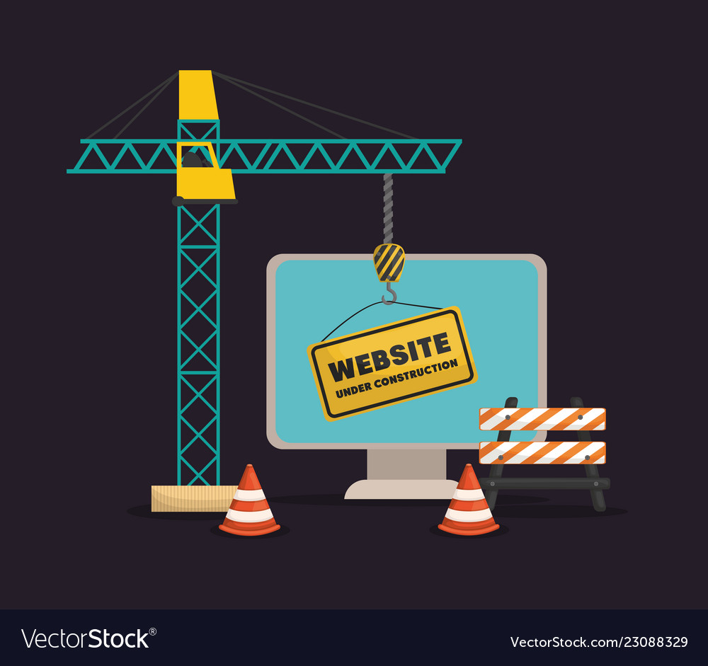 Website under construction with desktop computer Vector Image Website under construction with desktop computer