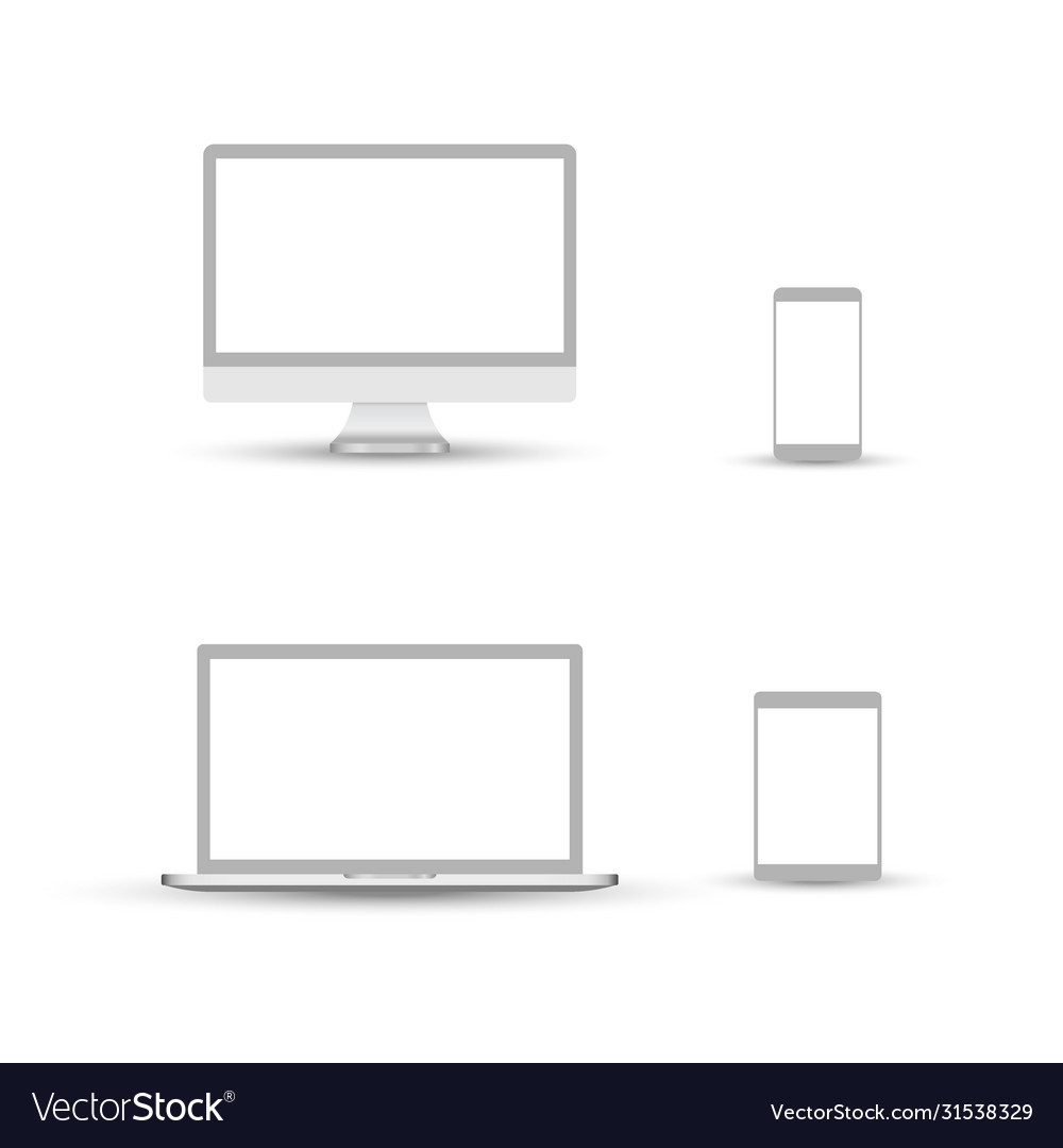 White desktop computer display screen smartphone Vector Image White desktop computer display screen smartphone