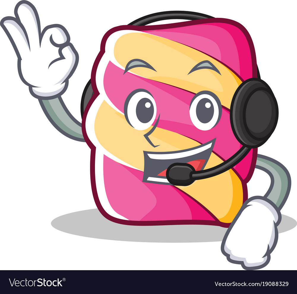With headphone marshmallow character cartoon style With headphone marshmallow character cartoon style