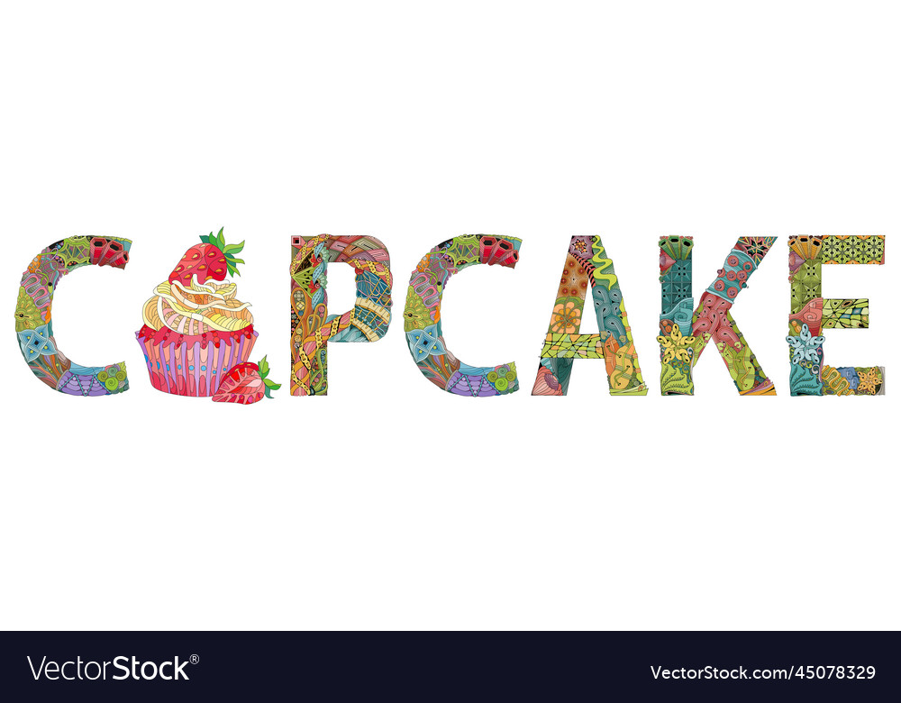 word-cupcake-with-picture-of-cupcake-entangle-vector-image