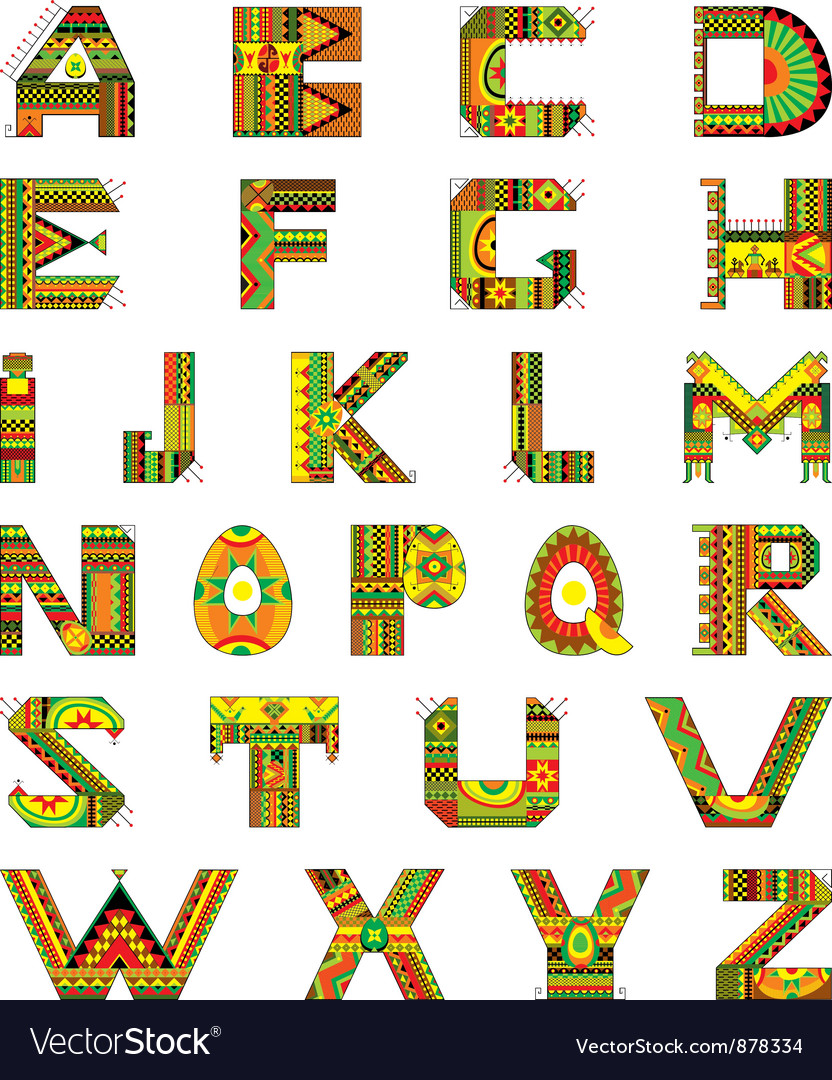 Alphabet Ethnic Ornamental Royalty Free Vector Image